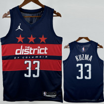 2024-25 Wizards KUZMA #33 Royal Blue Top Quality Hot Pressing NBA Jersey (Trapeze Edition)飞人版
