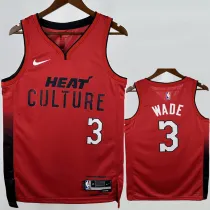 2024-25 HEAT WADE #3 Red City Edition Top Quality Hot Pressing NBA Jersey (V领）