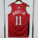 2024-25 HEAT JAQUEZ JR. #11 Red City Edition Top Quality Hot Pressing NBA Jersey (V领）