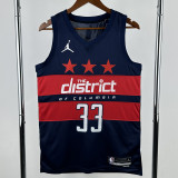 2024-25 Wizards KUZMA #33 Royal Blue Top Quality Hot Pressing NBA Jersey (Trapeze Edition)飞人版