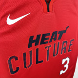 2024-25 HEAT WADE #3 Red City Edition Top Quality Hot Pressing NBA Jersey (V领）
