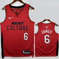 2024-25 HEAT JAMES #6 Red City Edition Top Quality Hot Pressing NBA Jersey (V领）