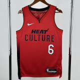 2024-25 HEAT JAMES #6 Red City Edition Top Quality Hot Pressing NBA Jersey (V领）