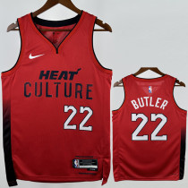 2024-25 HEAT BUTLER #22 Red City Edition Top Quality Hot Pressing NBA Jersey (V领）