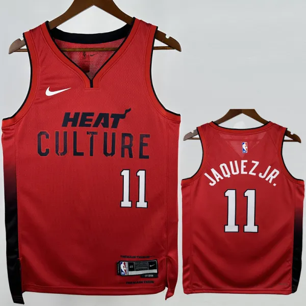 2024-25 HEAT JAQUEZ JR. #11 Red City Edition Top Quality Hot Pressing NBA Jersey (V领）