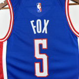 2024-25 Kings FOX #5 Blue City Edition Top Quality Hot Pressing NBA Jersey