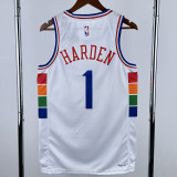 2024-25 76ERS HARDEN #1 White City Edition Top Quality Hot Pressing NBA Jersey