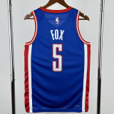 2024-25 Kings FOX #5 Blue City Edition Top Quality Hot Pressing NBA Jersey