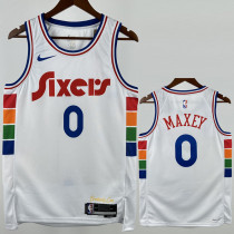 2024-25 76ERS MAXEY #0 White City Edition Top Quality Hot Pressing NBA Jersey