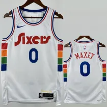 2024-25 76ERS MAXEY #0 White City Edition Top Quality Hot Pressing NBA Jersey