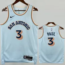 2024-25 SA Spurs PAUL #3 Light blue City Edition Top Quality Hot Pressing NBA Jersey