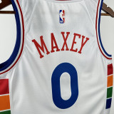 2024-25 76ERS MAXEY #0 White City Edition Top Quality Hot Pressing NBA Jersey