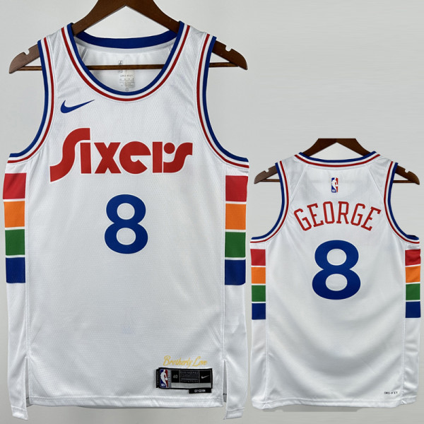 2024-25 76ERS GEORGE #8 White City Edition Top Quality Hot Pressing NBA Jersey