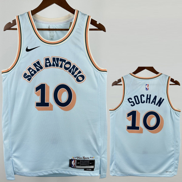 2024-25 SA Spurs SOCHAN #10 Light blue City Edition Top Quality Hot Pressing NBA Jersey