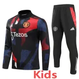 2024-25 Man Utd Blue red Kids Half Pull Tracksuit (童装)(半拉链)