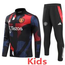 2024-25 Man Utd Blue red Kids Half Pull Tracksuit (童装)(半拉链)