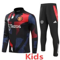 2024-25 Man Utd Blue red Kids Half Pull Tracksuit (童装)(半拉链)