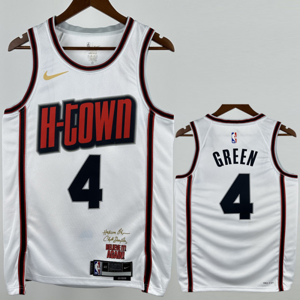 2024-25 ROCKETS GREEN #4 White City Edition Top Quality Hot Pressing NBA Jersey
