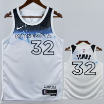 2024-25 Timberwolves TOWNS #32 White City Edition Top Quality Hot Pressing NBA Jersey