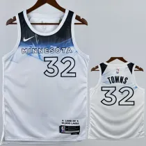 2024-25 Timberwolves TOWNS #32 White City Edition Top Quality Hot Pressing NBA Jersey