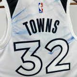 2024-25 Timberwolves TOWNS #32 White City Edition Top Quality Hot Pressing NBA Jersey