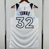 2024-25 Timberwolves TOWNS #32 White City Edition Top Quality Hot Pressing NBA Jersey