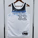 2024-25 Timberwolves TOWNS #32 White City Edition Top Quality Hot Pressing NBA Jersey