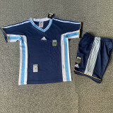 1998  Argentina Away Kids Retro Soccer Jersey