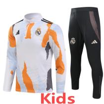 2024-25 RMA White Kids Half Pull Tracksuit (童装)(半拉链)
