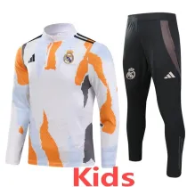2024-25 RMA White Kids Half Pull Tracksuit (童装)(半拉链)