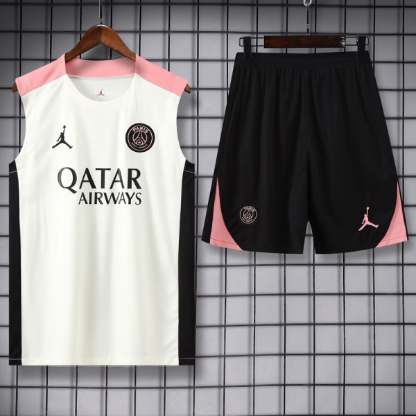 2025-26 PSG Jordan White Tank top and shorts suit