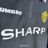 1998-1999 Man Utd Black Long Sleeve Retro Soccer Jersey (长袖)