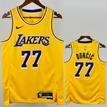 2022-23 Lakers DONCIC #77 Yellow Top Quality Hot Pressing NBA Jersey(圆领)