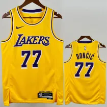 2022-23 Lakers DONCIC #77 Yellow Top Quality Hot Pressing NBA Jersey(圆领)