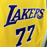 2022-23 Lakers DONCIC #77 Yellow Top Quality Hot Pressing NBA Jersey(圆领)