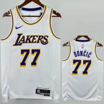 2022-23 Lakers DONCIC #77 White Top Quality Hot Pressing NBA Jersey(圆领)