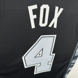 2022-23 SA Spurs FOX #4 Black Top Quality Hot Pressing NBA Jersey (Trapeze Edition) 飞人版