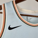2024-25 SA Spurs FOX #4 Light blue City Edition Top Quality Hot Pressing NBA Jersey (圆领）