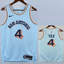 2024-25 SA Spurs FOX #4 Light blue City Edition Top Quality Hot Pressing NBA Jersey (圆领）