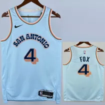 2024-25 SA Spurs FOX #4 Light blue City Edition Top Quality Hot Pressing NBA Jersey (圆领）