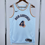 2024-25 SA Spurs FOX #4 Light blue City Edition Top Quality Hot Pressing NBA Jersey (圆领）