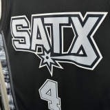 2022-23 SA Spurs FOX #4 Black Top Quality Hot Pressing NBA Jersey (Trapeze Edition) 飞人版