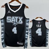2022-23 SA Spurs FOX #4 Black Top Quality Hot Pressing NBA Jersey (Trapeze Edition) 飞人版
