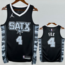 2022-23 SA Spurs FOX #4 Black Top Quality Hot Pressing NBA Jersey (Trapeze Edition) 飞人版