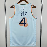 2024-25 SA Spurs FOX #4 Light blue City Edition Top Quality Hot Pressing NBA Jersey (圆领）