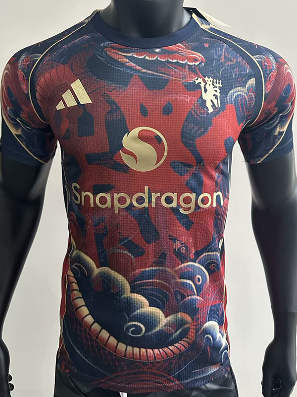 2025-26 Man Utd Red Black Player Version Training shirts (蛇纹)