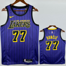 2020-21 Lakers DONCIC #77 Purple Top Quality Hot Pressing NBA Jersey(圆领)