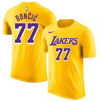2024-25 Lakers DONCIC #77 Yellow High Quality Casual T-Shirt