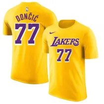 2024-25 Lakers DONCIC #77 Yellow High Quality Casual T-Shirt