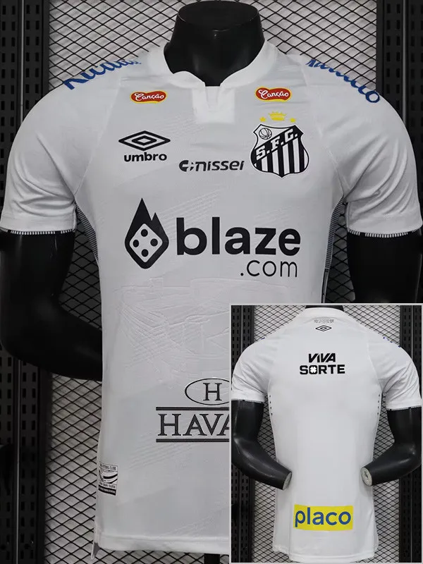 2024-25 Santos FC Home Player Version Soccer Jersey (Print  Sponsor)
